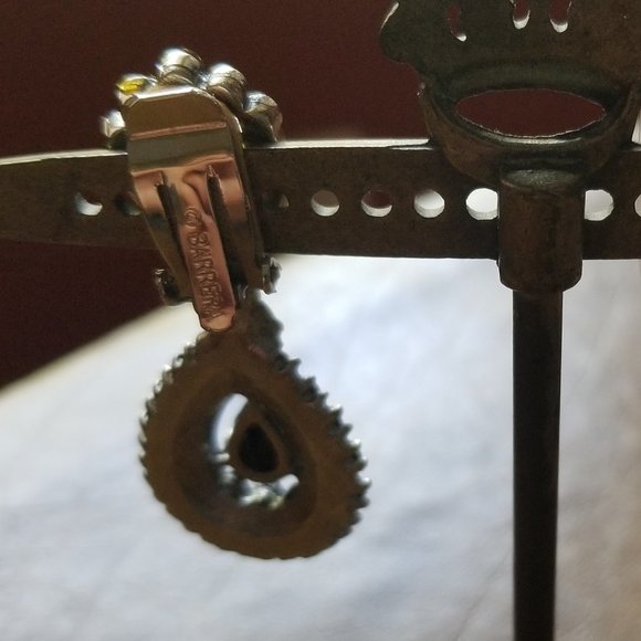 RARE VINTAGE JOSE & MARIA BARRERA BLACK CRYSTAL DROP EVENING CHANDELIER EARRINGS - Picture 2 of 12